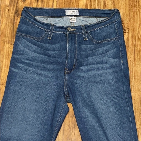 Judy Blue women’s 30 11 jeans flare blue stretch high rise frayed hems boutique - Picture 2 of 7